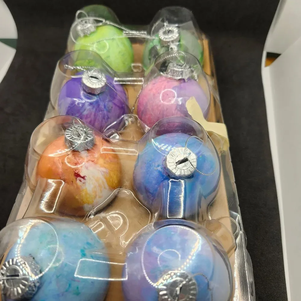 Hand Crafted Colorful Glass Ornaments Set Of 8 One Of A Kind Original Fluid Art